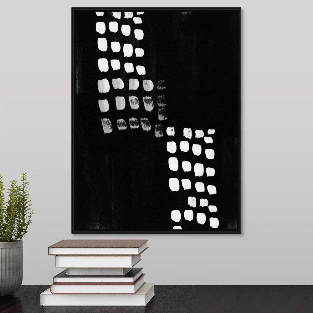 "Black and White Abstract" Black Float Frame Canvas Art