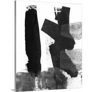 "Black and White Brush Stroke VII" Canvas Wall Art