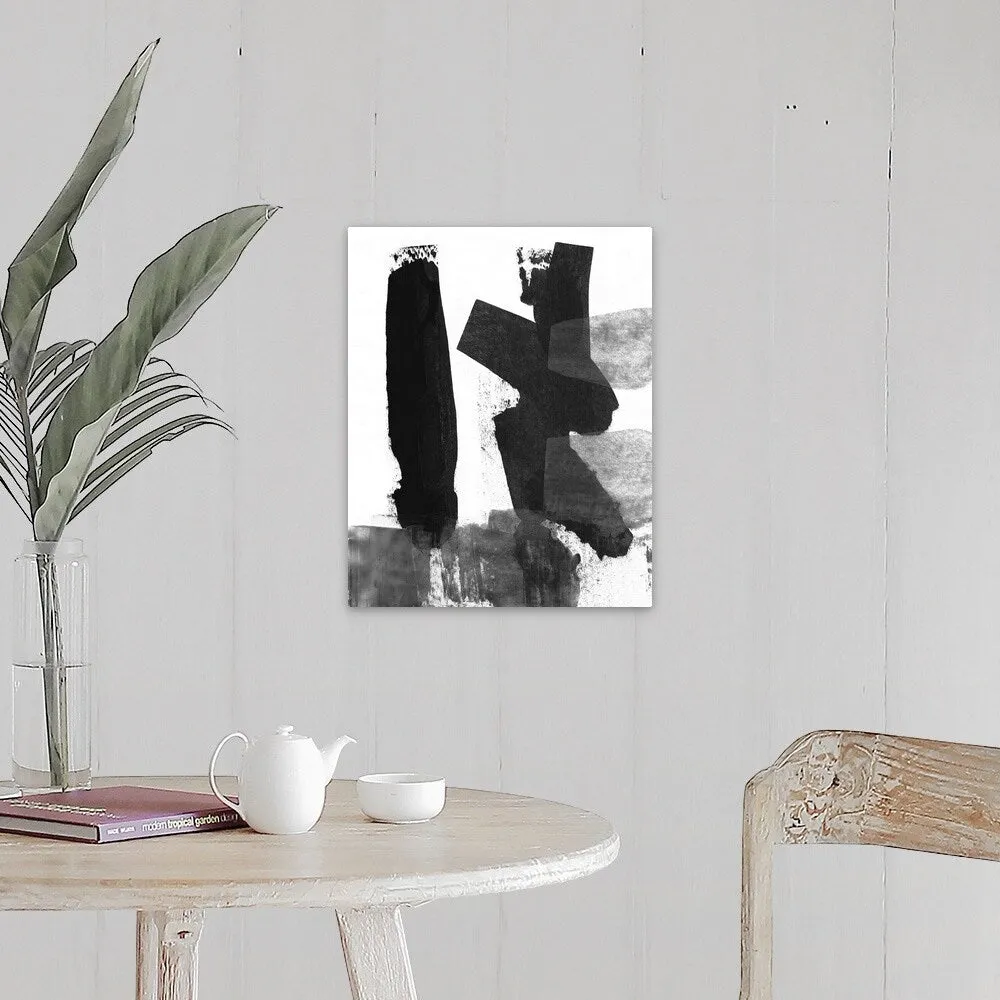 "Black and White Brush Stroke VII" Canvas Wall Art