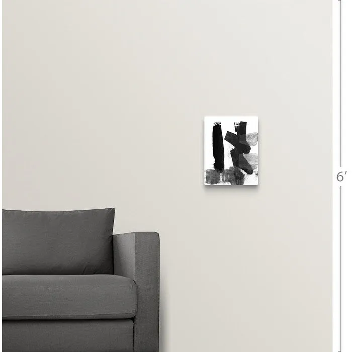 "Black and White Brush Stroke VII" Canvas Wall Art