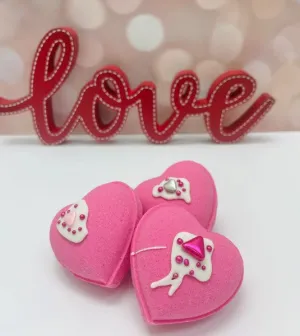Raspberry heart with Cocoa Butter Drizzle Bath Bomb