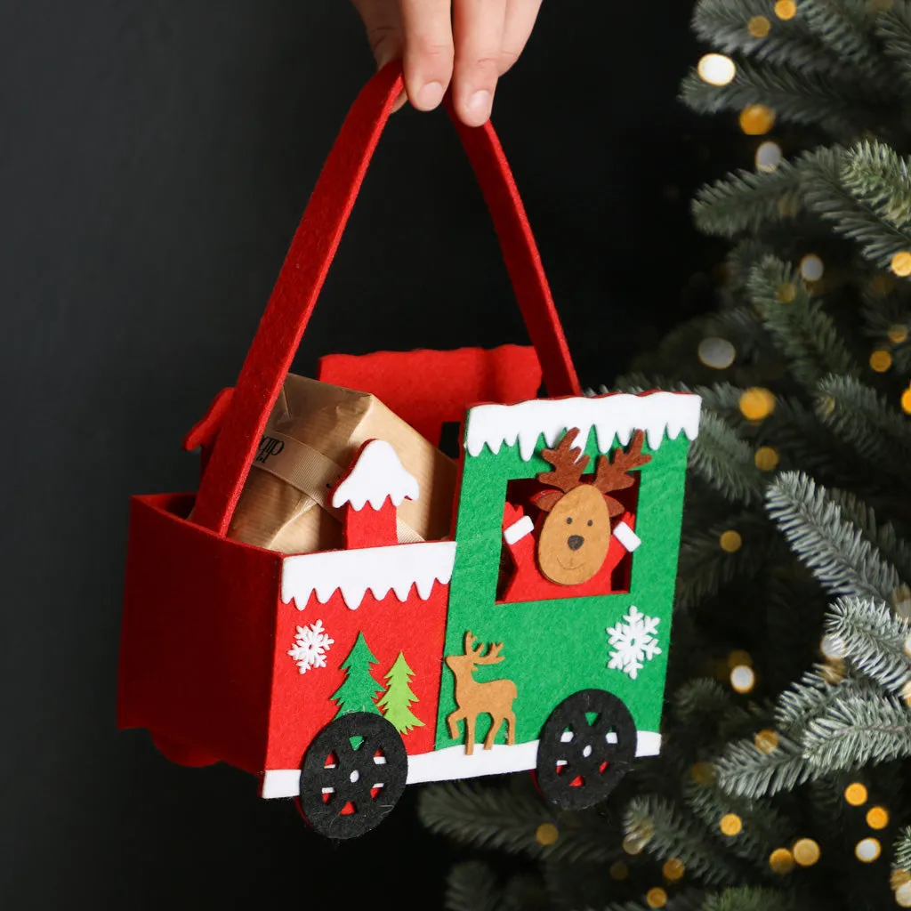 Red Felt Reindeer Christmas Gift Bag