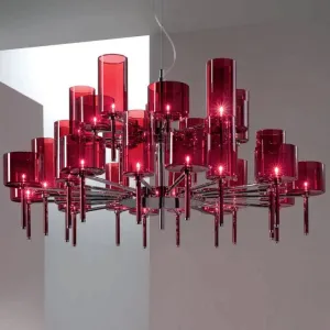 Red, Grey And Crystal Sp30 Round Chandelier From Axo Light