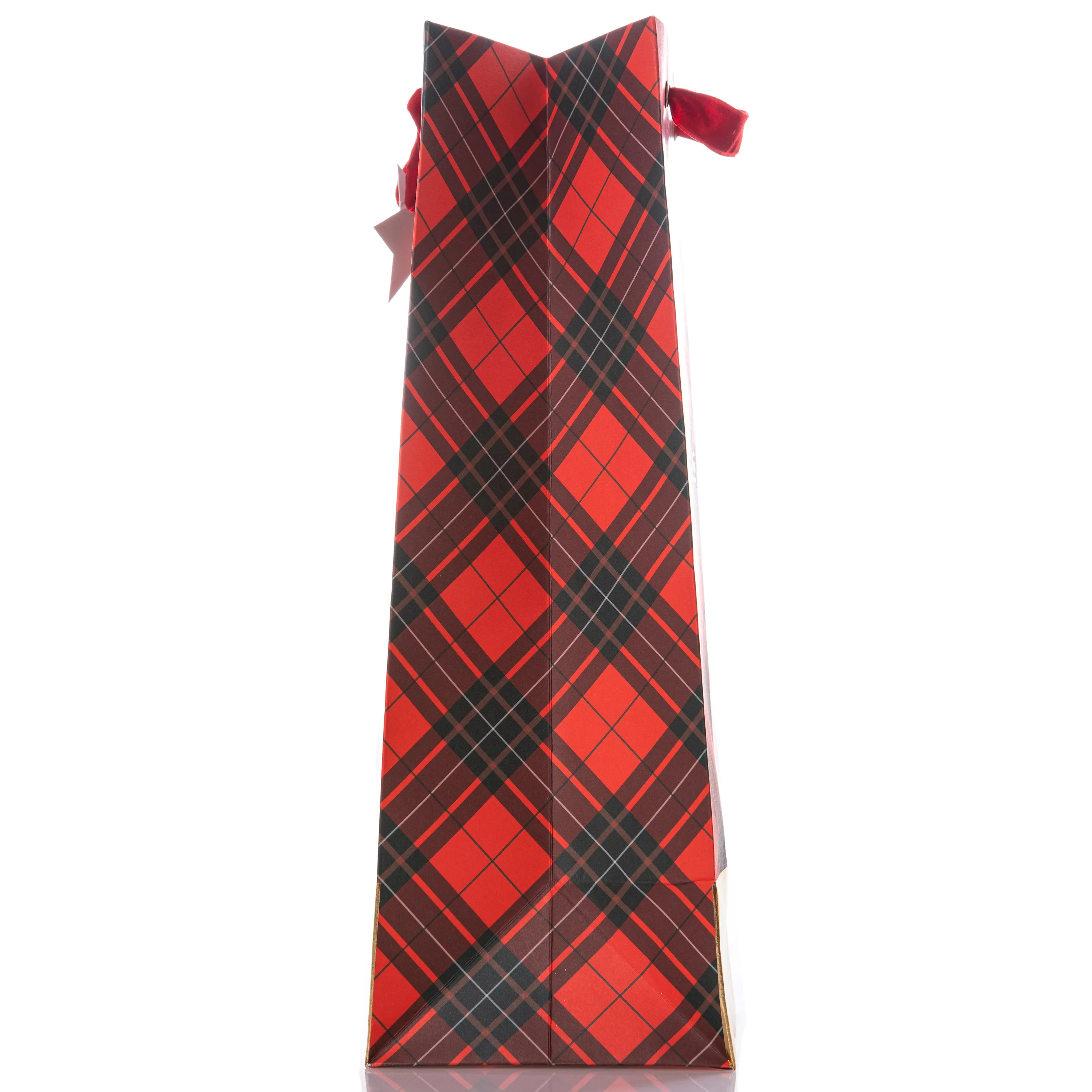 Red Plaid Holiday Wine Gift Bag