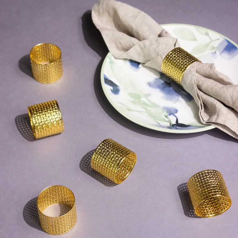 Regal Mesh Gold Napkin Rings (Set of 6)
