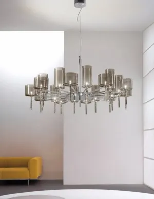 Round Grey, Red And Crystal Sp20 Chandelier From Axo Light
