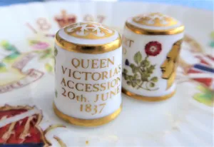 Royal Crown Derby Victoria And Albert Thimbles 150th Anniversary 1837 Coronation