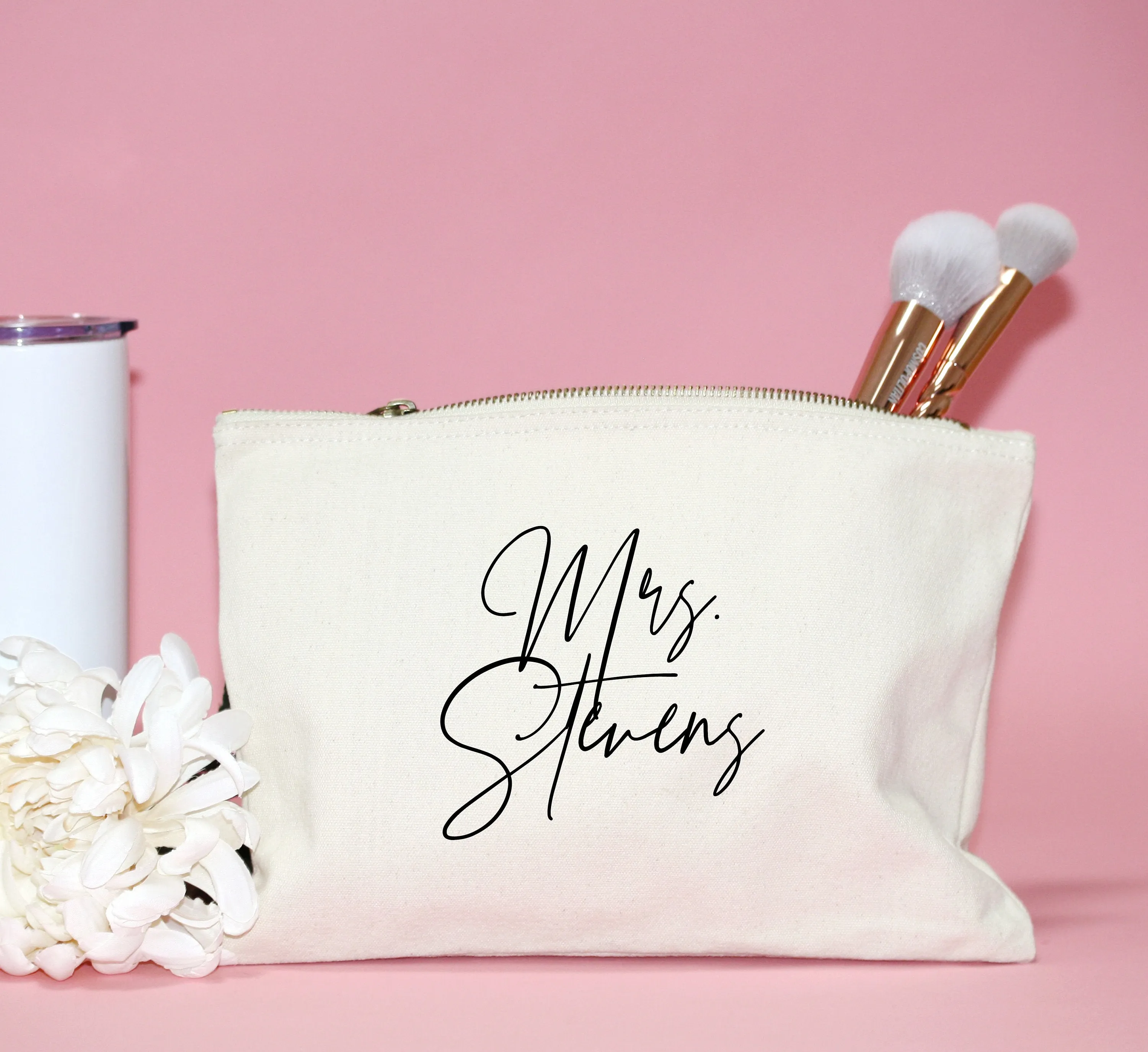 script bridesmaid makeup bag canvas personalized cosmetic bag for bride gift for bridal party mother of the bride groom maid of honor bag