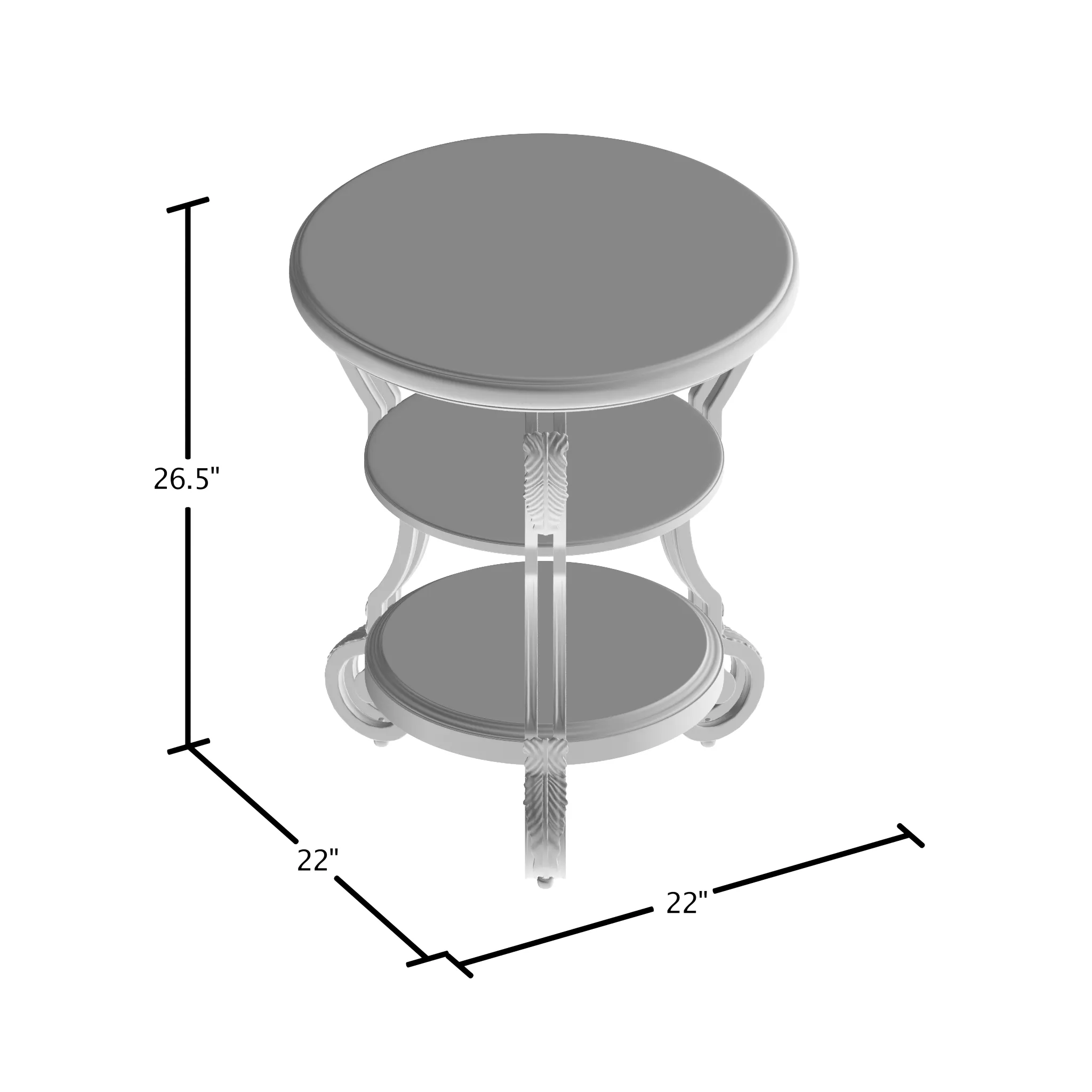 Selina Brown Cherry and Curved Metal 3-Tier Round Side Table