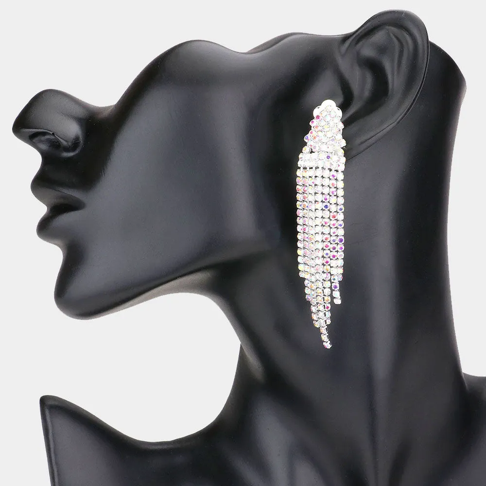 SERAFINA - AB Rhinestone Dangle Clip On Earrings