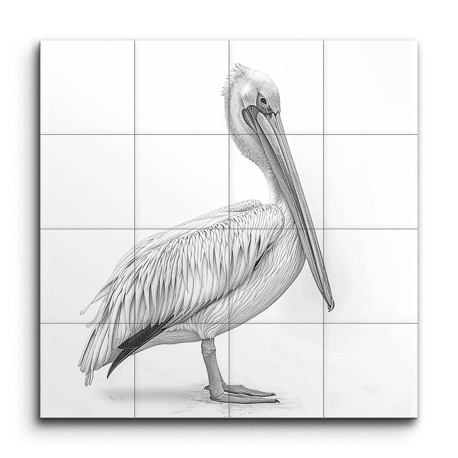 Serene Pelican: Monochrome Elegance