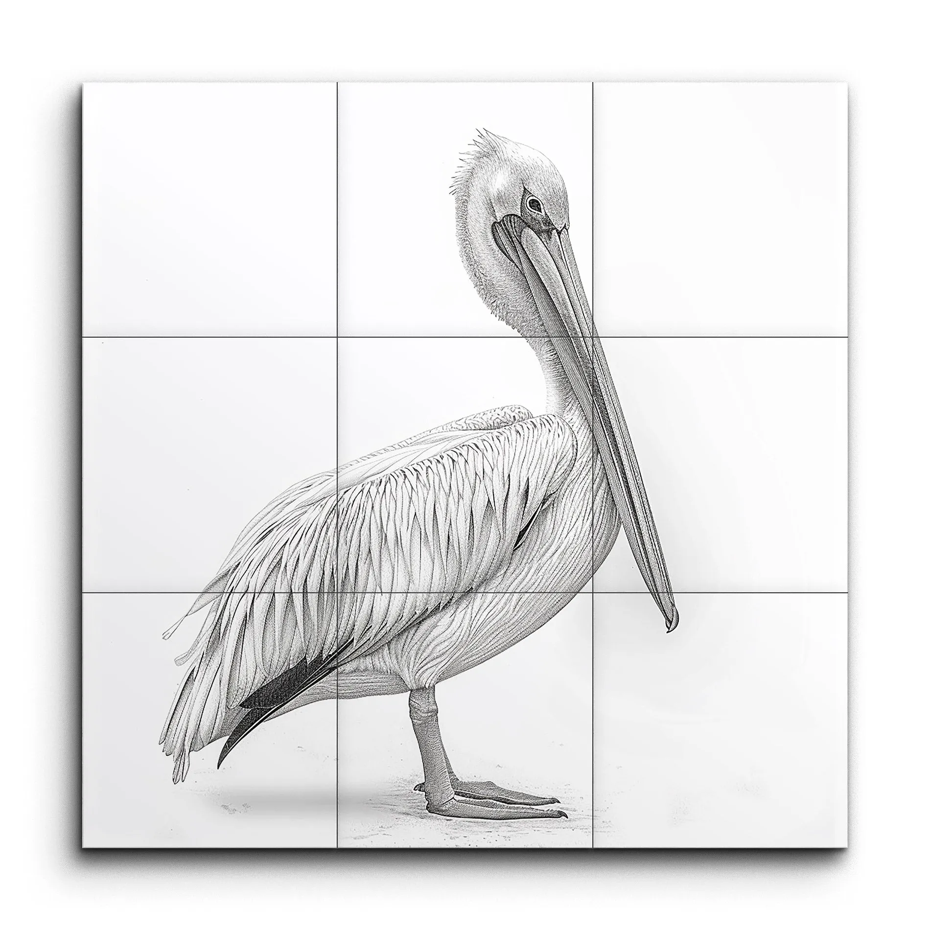 Serene Pelican: Monochrome Elegance