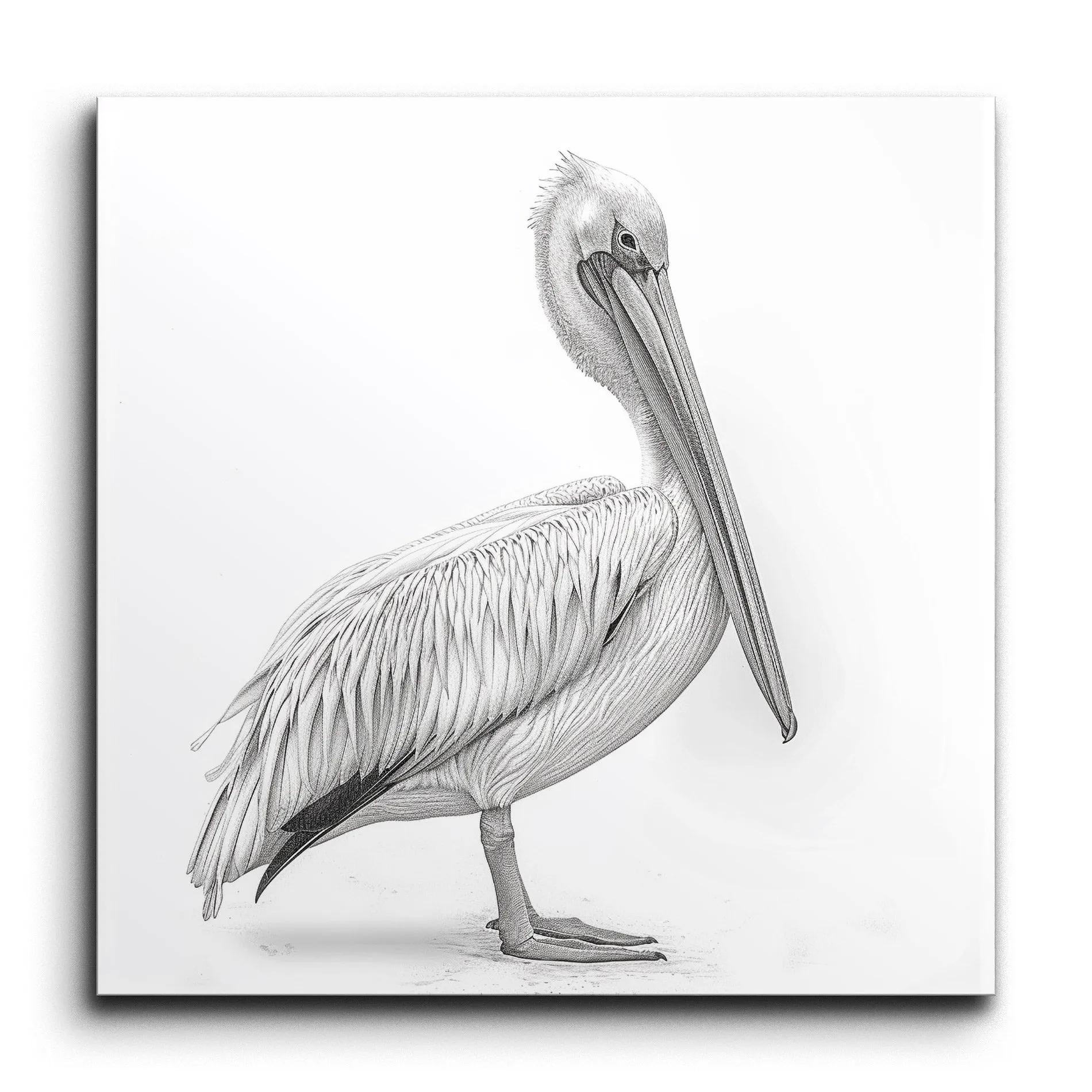 Serene Pelican: Monochrome Elegance