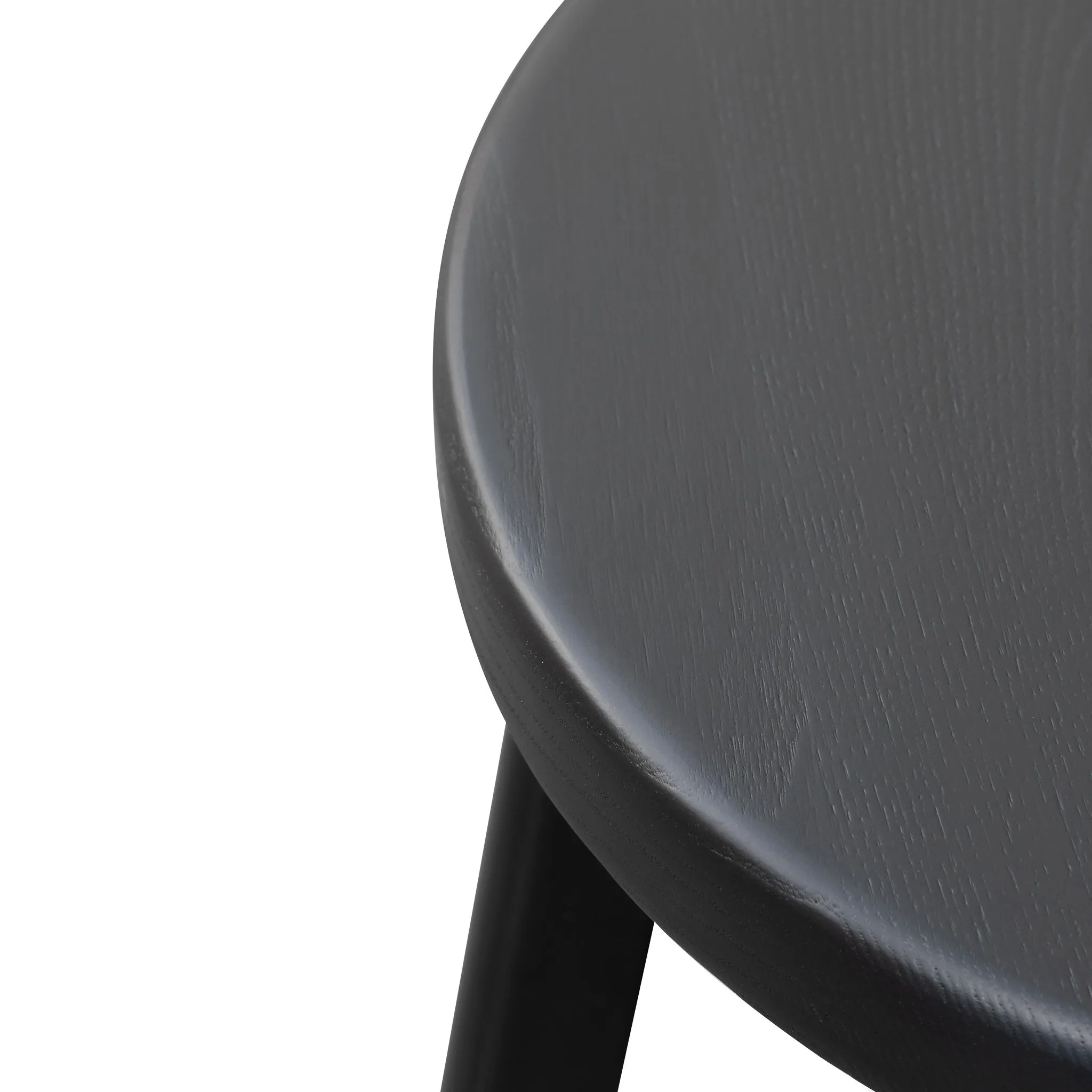Set of 2 - James 46cm Wooden Seat Low Stool - Full Black