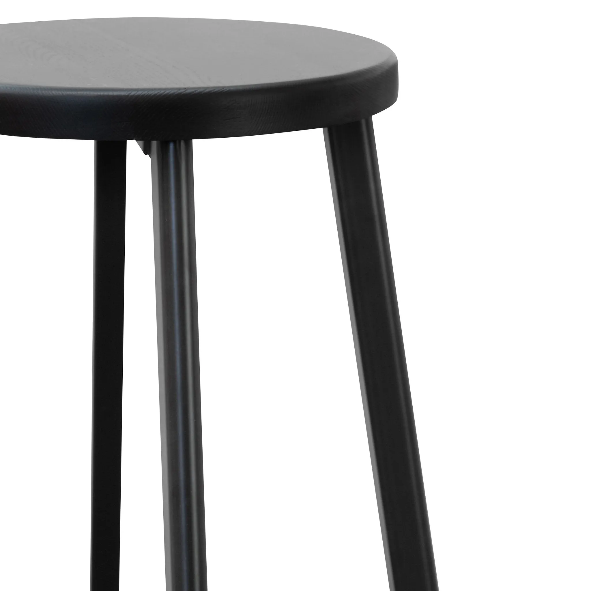Set of 2 - James 46cm Wooden Seat Low Stool - Full Black