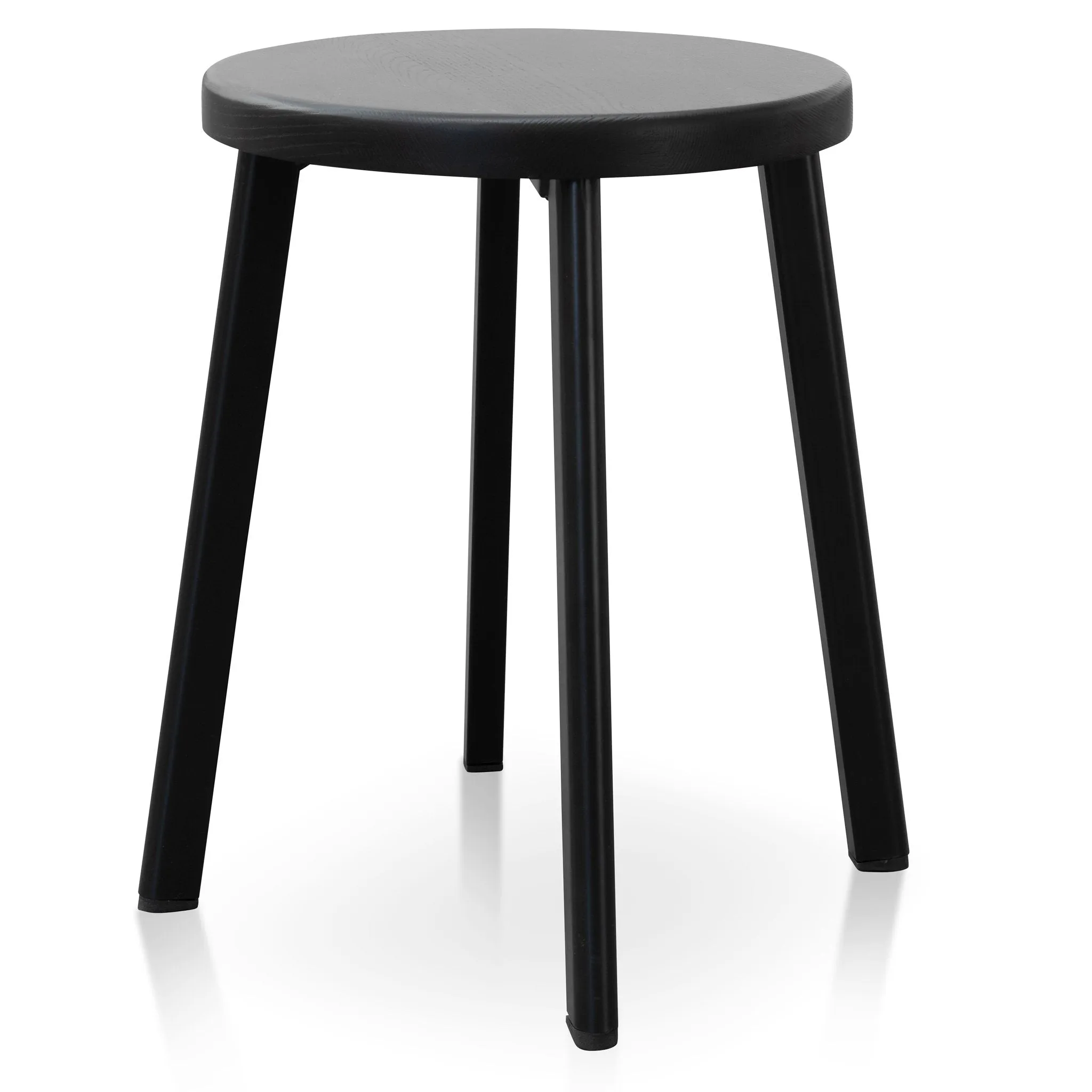 Set of 2 - James 46cm Wooden Seat Low Stool - Full Black