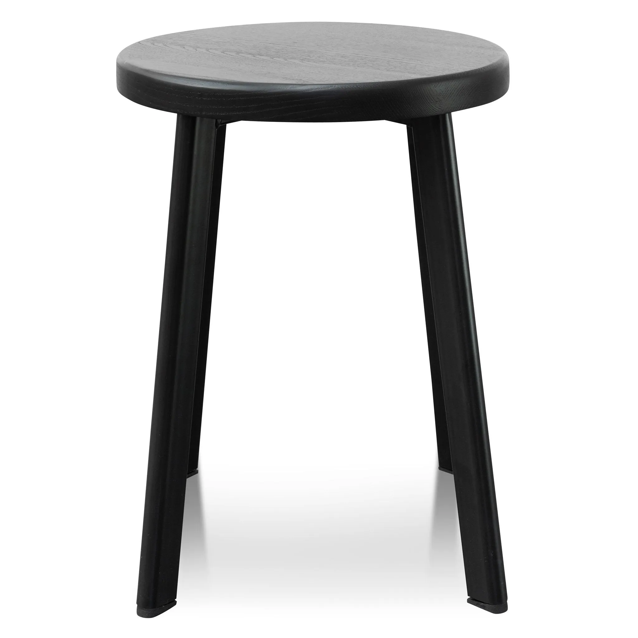 Set of 2 - James 46cm Wooden Seat Low Stool - Full Black
