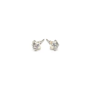 Silver Clover Micro Crystal Stud Earrings