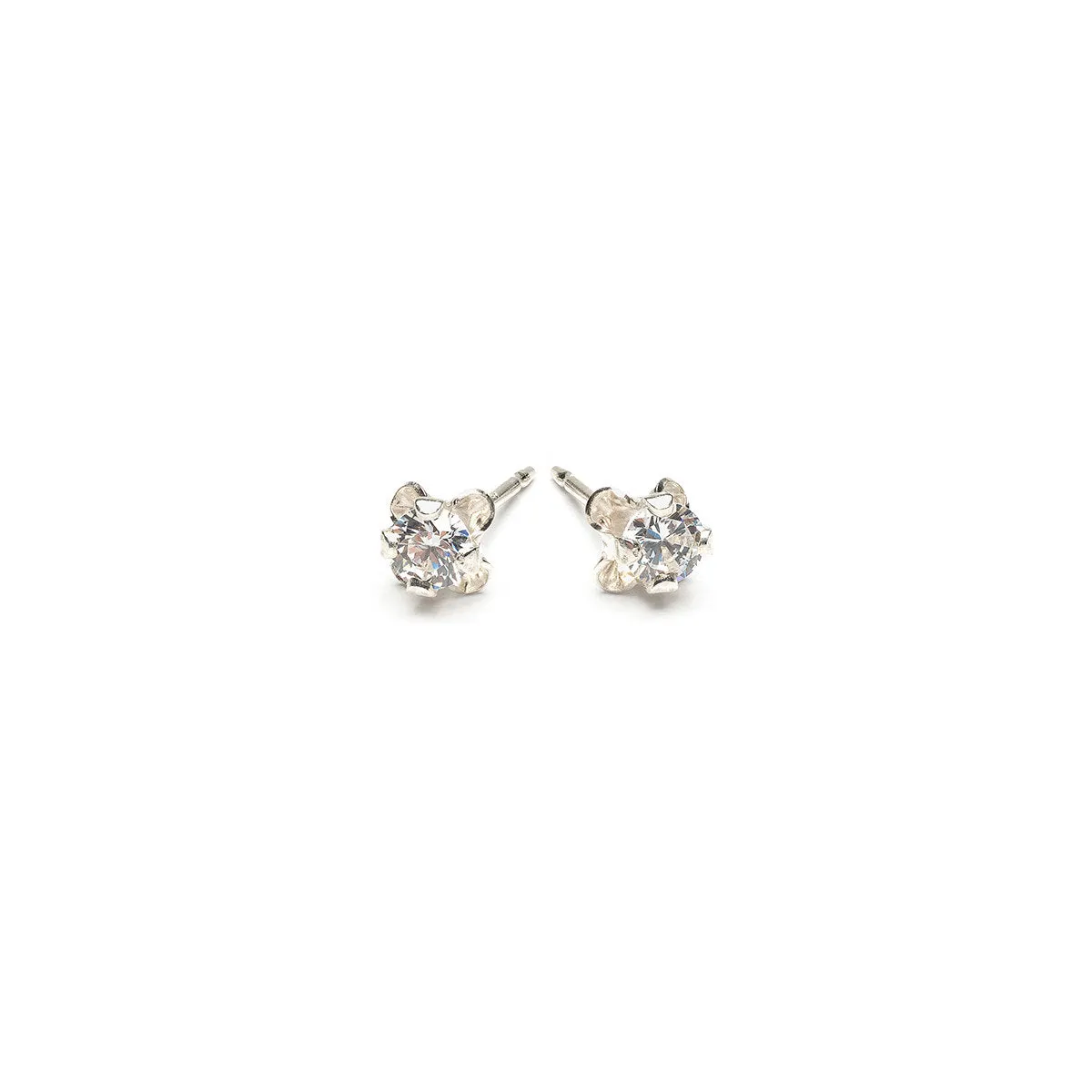 Silver Clover Micro Crystal Stud Earrings