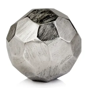 Silver Facetado Sphere, Filler, Abstract, Modern, Aluminum, Rough, Texture, Circle, Sculpture, Home, Office, Desk, Tabletop, 4" x 4" x 4"