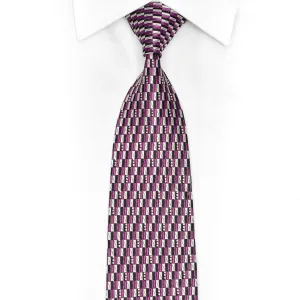 Silver Purple Black Geometric Rhinestone Tie With Sparkles