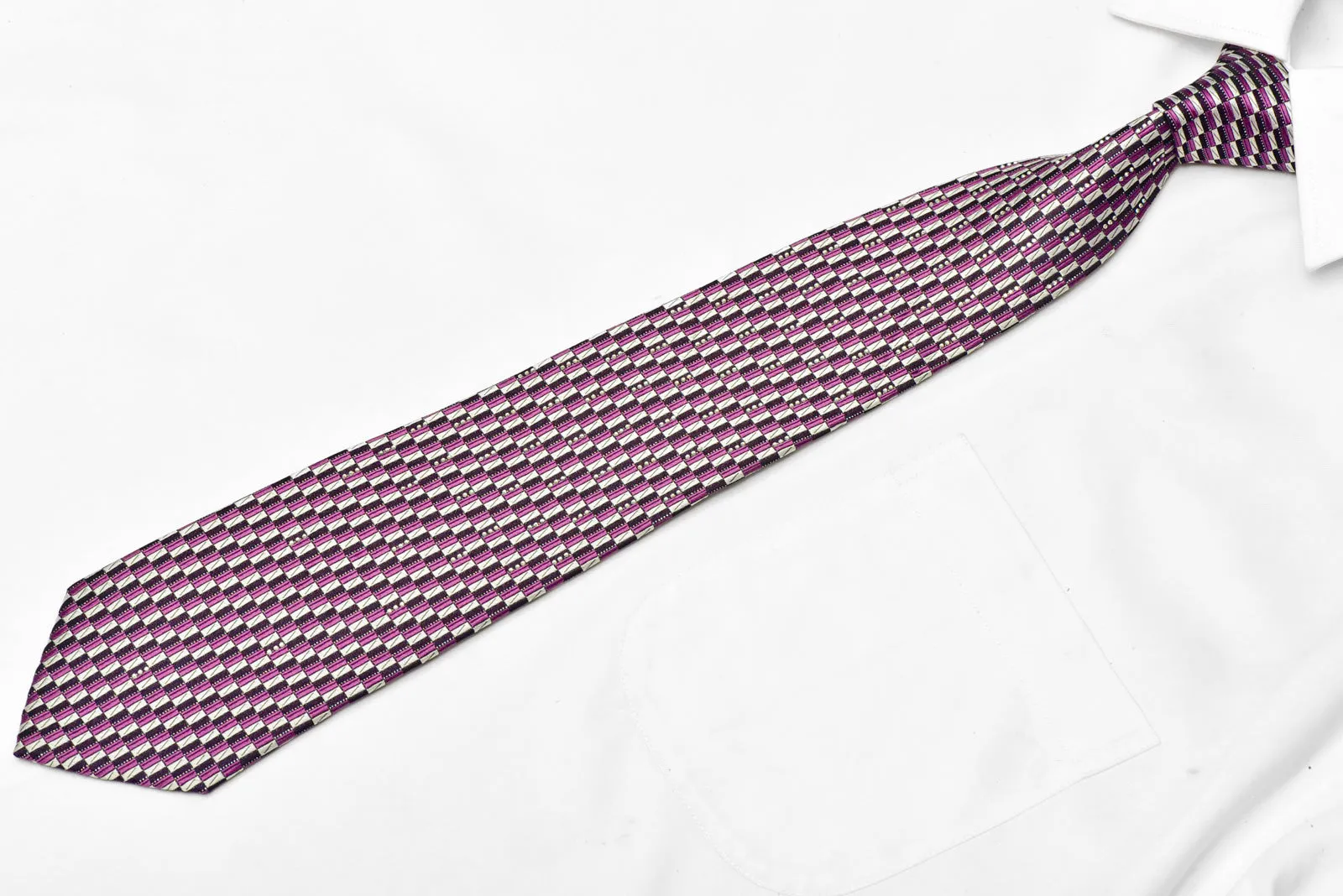 Silver Purple Black Geometric Rhinestone Tie With Sparkles