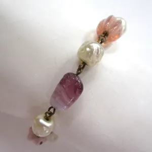 Silver-tone Faux Pearl and Pastel Glass Bracelet