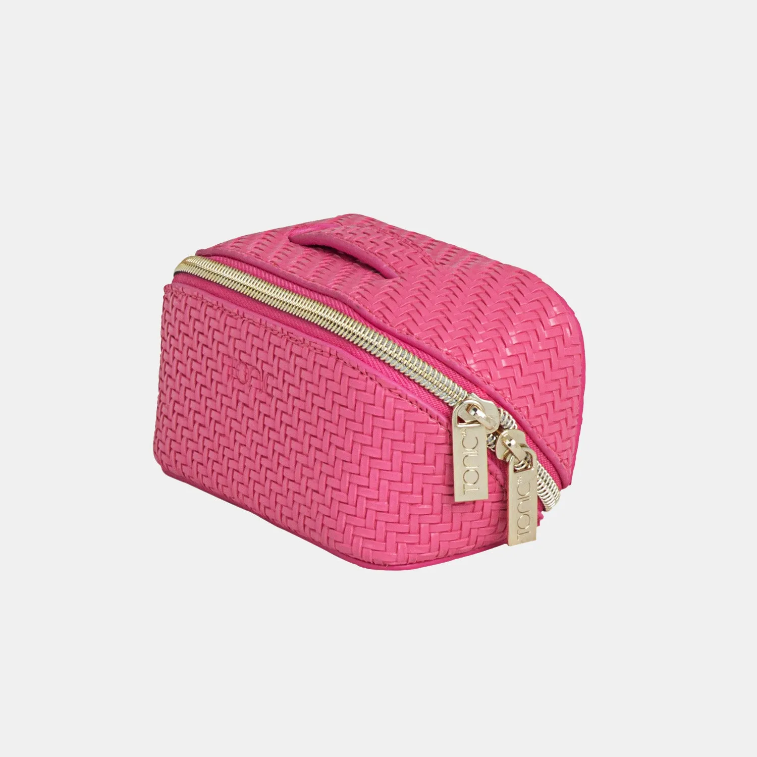 Small Beauty Bag - Herringbone Raspberry