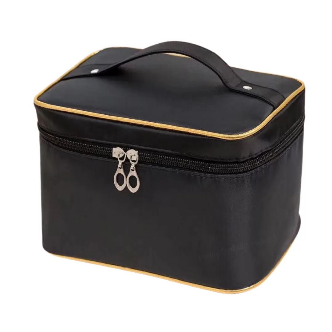 Small Plain Black Gold Lining Practical Bag