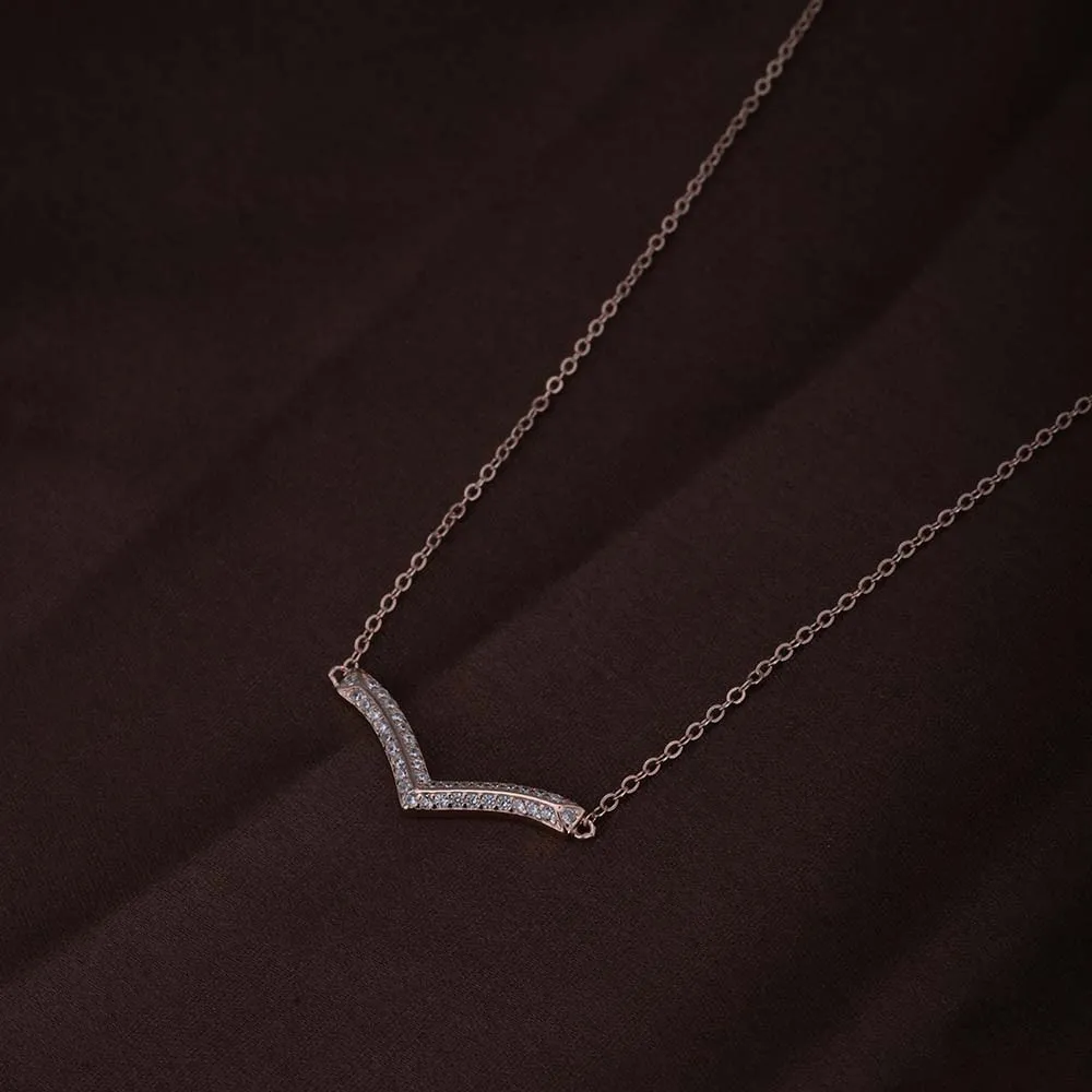 Solitaire Boomerang Necklace | Rose Gold