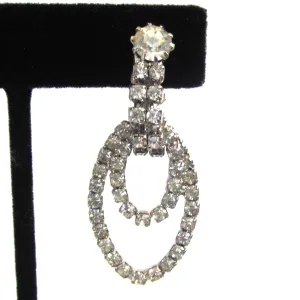 Sparking Silver-Tone Rhinestone Double Hoop Earrings