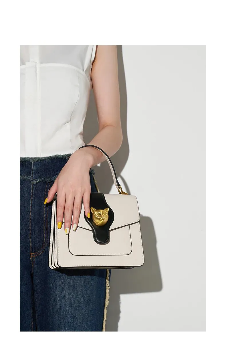 Split Leather Panelled Pattern Handbag