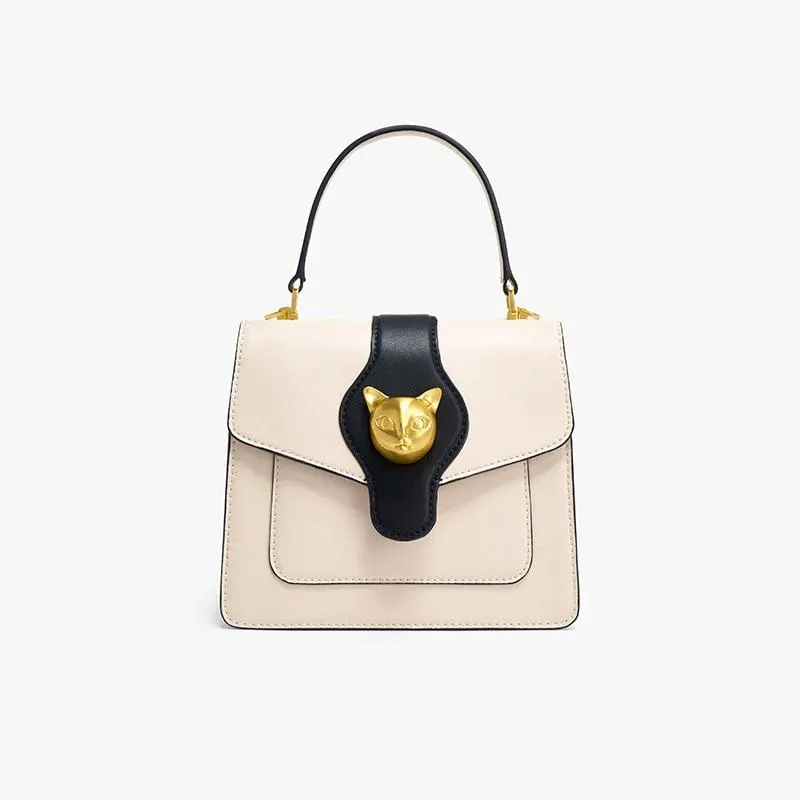 Split Leather Panelled Pattern Handbag