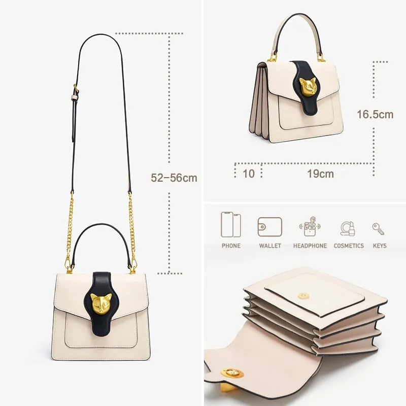 Split Leather Panelled Pattern Handbag