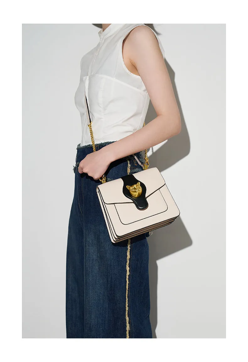 Split Leather Panelled Pattern Handbag