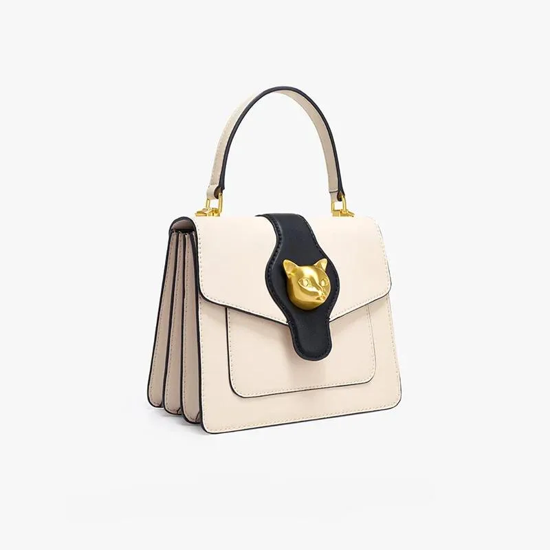 Split Leather Panelled Pattern Handbag
