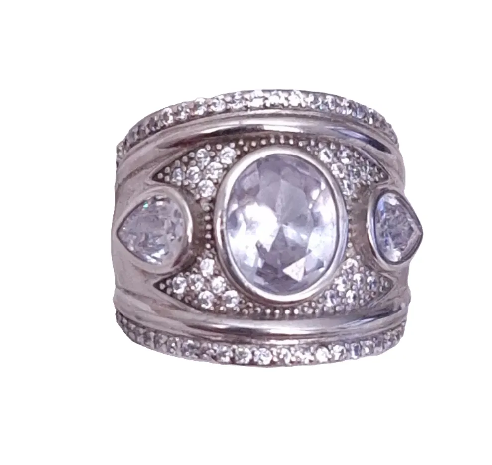 Sterling Silver Statement Ring with CZ