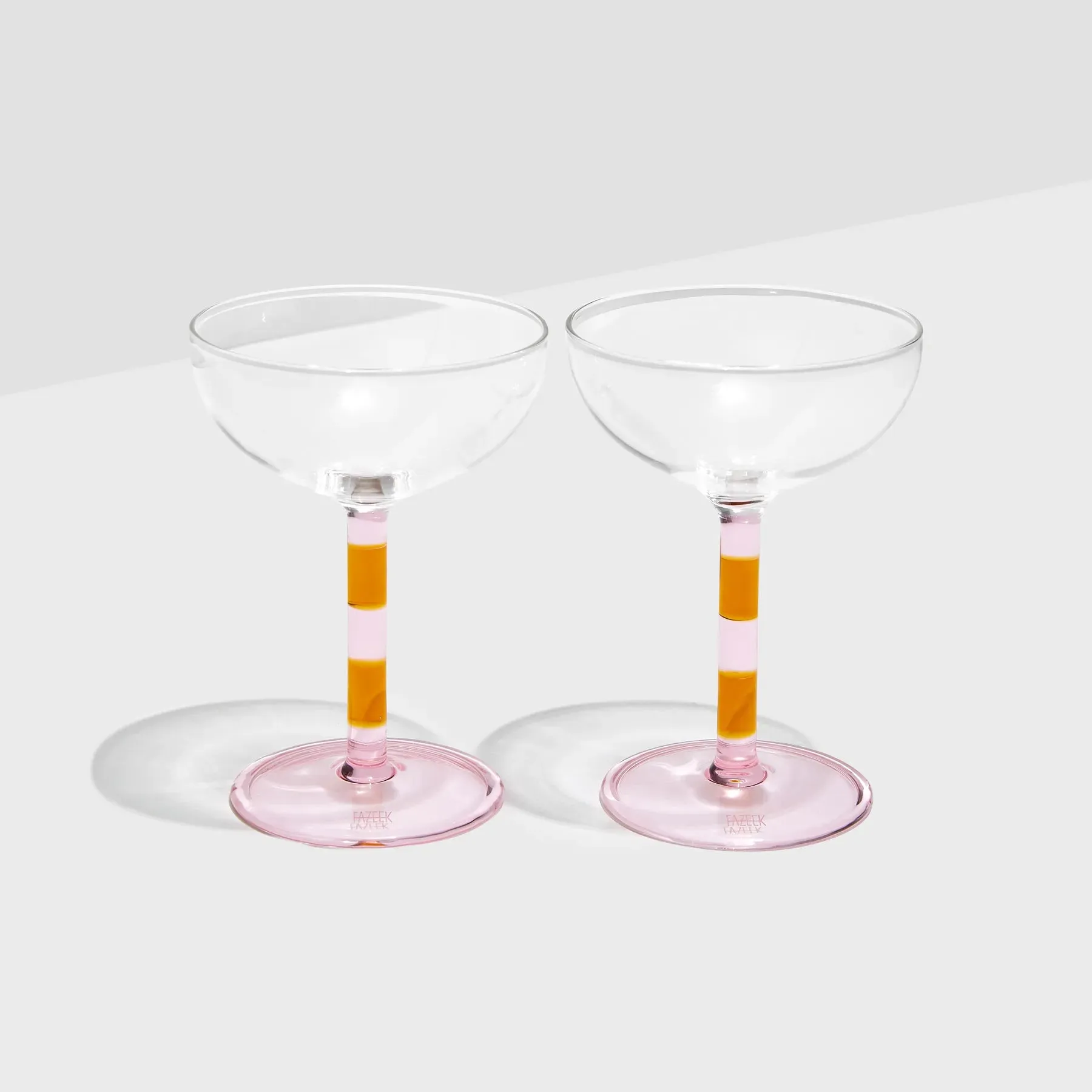 Stripe Coupes - Set of 2 - Pink/Amber