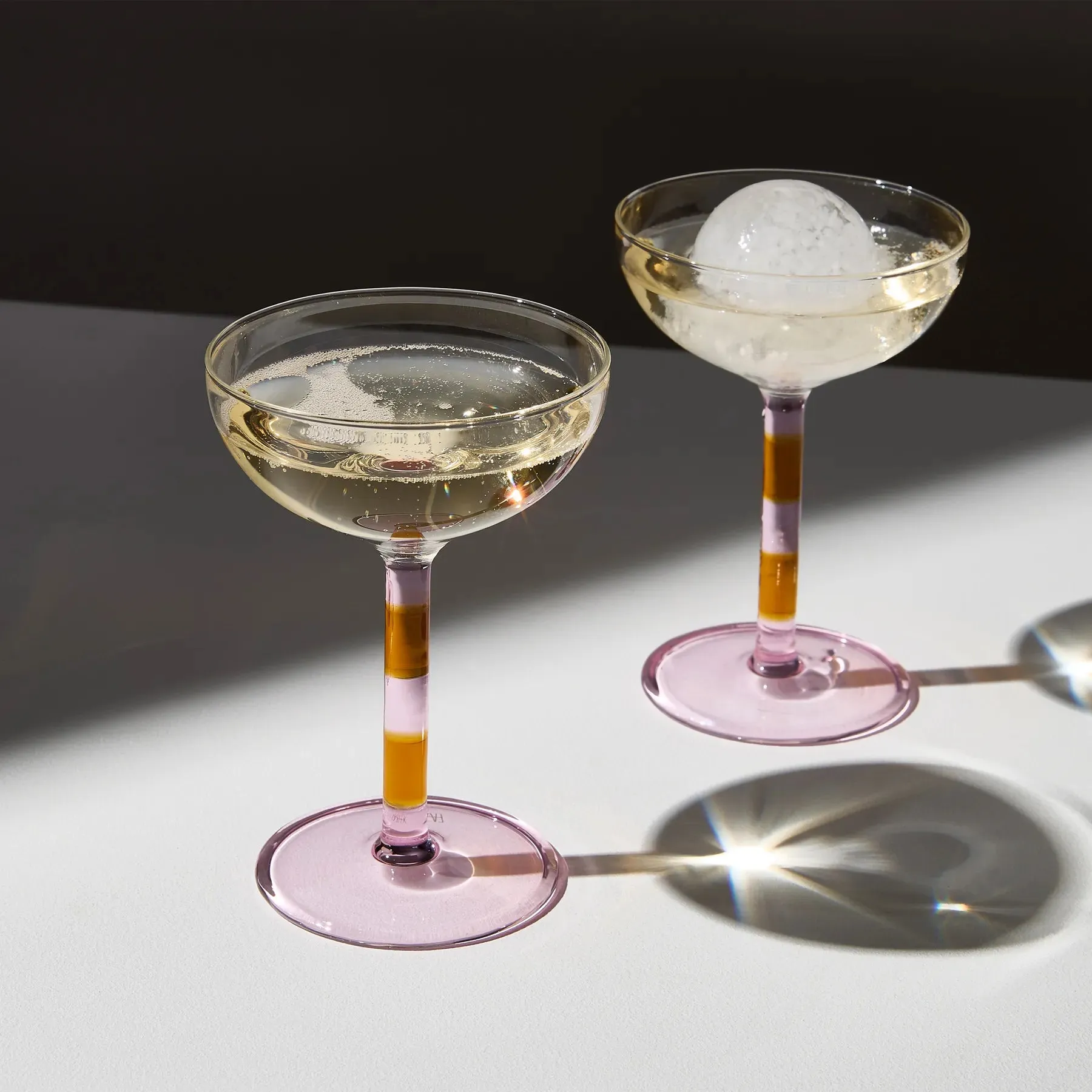 Stripe Coupes - Set of 2 - Pink/Amber