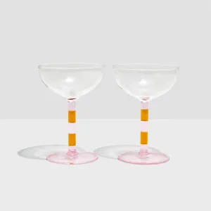 Stripe Coupes - Set of 2 - Pink/Amber