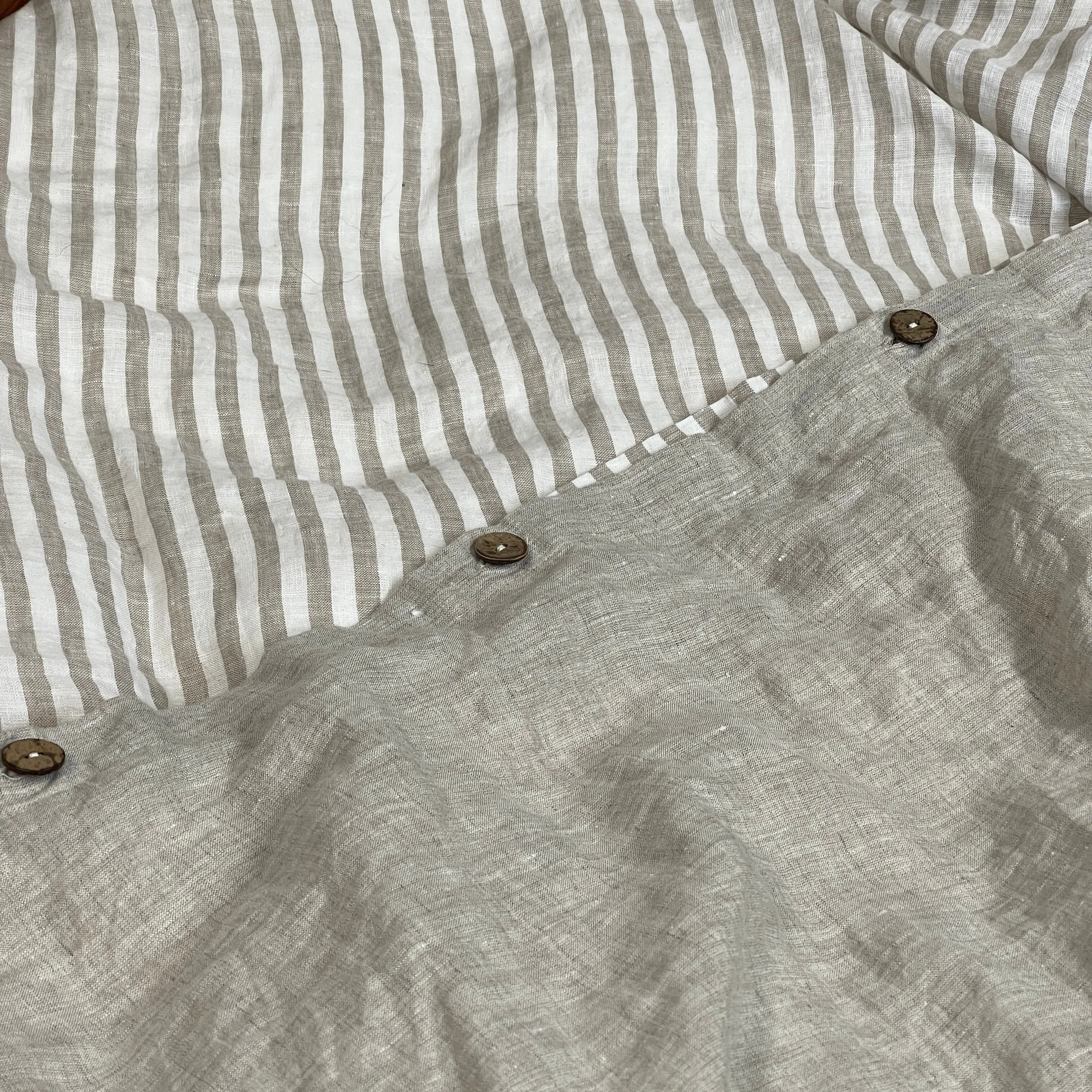 Stripe Greige Flax Duvet Cover
