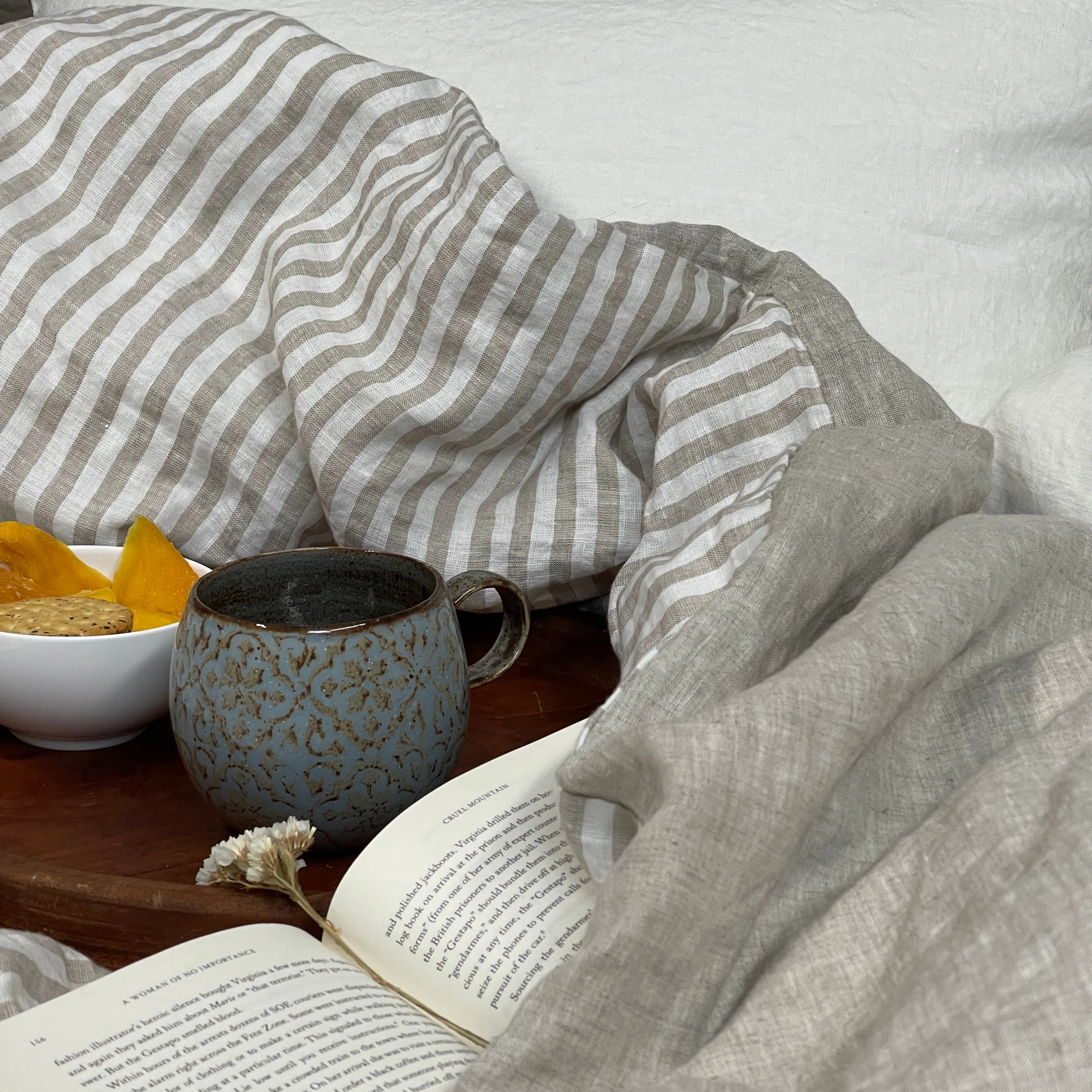Stripe Greige Flax Duvet Cover