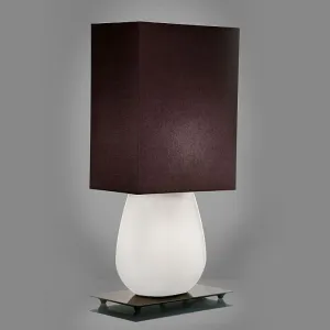 Sultani Milky White Venini Murano Glass Table Lamp - Brown Shade
