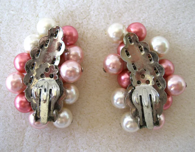 Sweeping Pink Plastic Bead Earrings