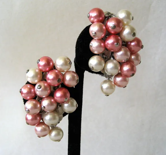 Sweeping Pink Plastic Bead Earrings