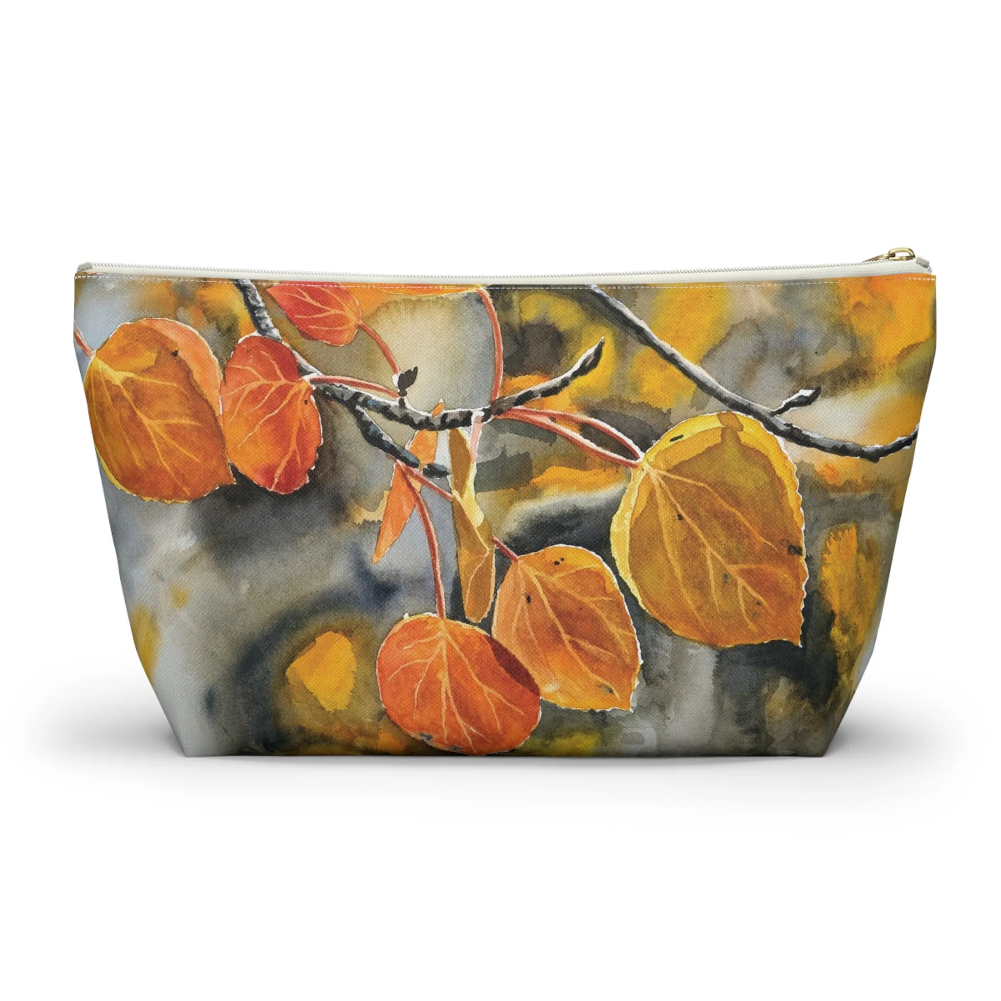T-Bag Accessory Pouch - "October Orange" Aspens Watercolor Painting