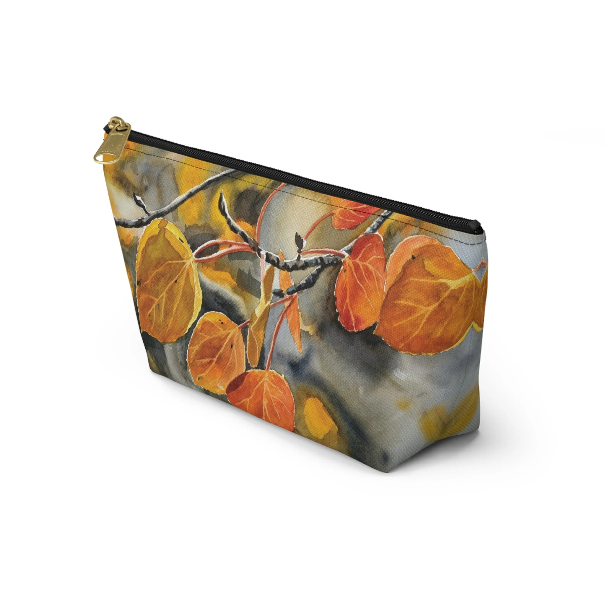T-Bag Accessory Pouch - "October Orange" Aspens Watercolor Painting