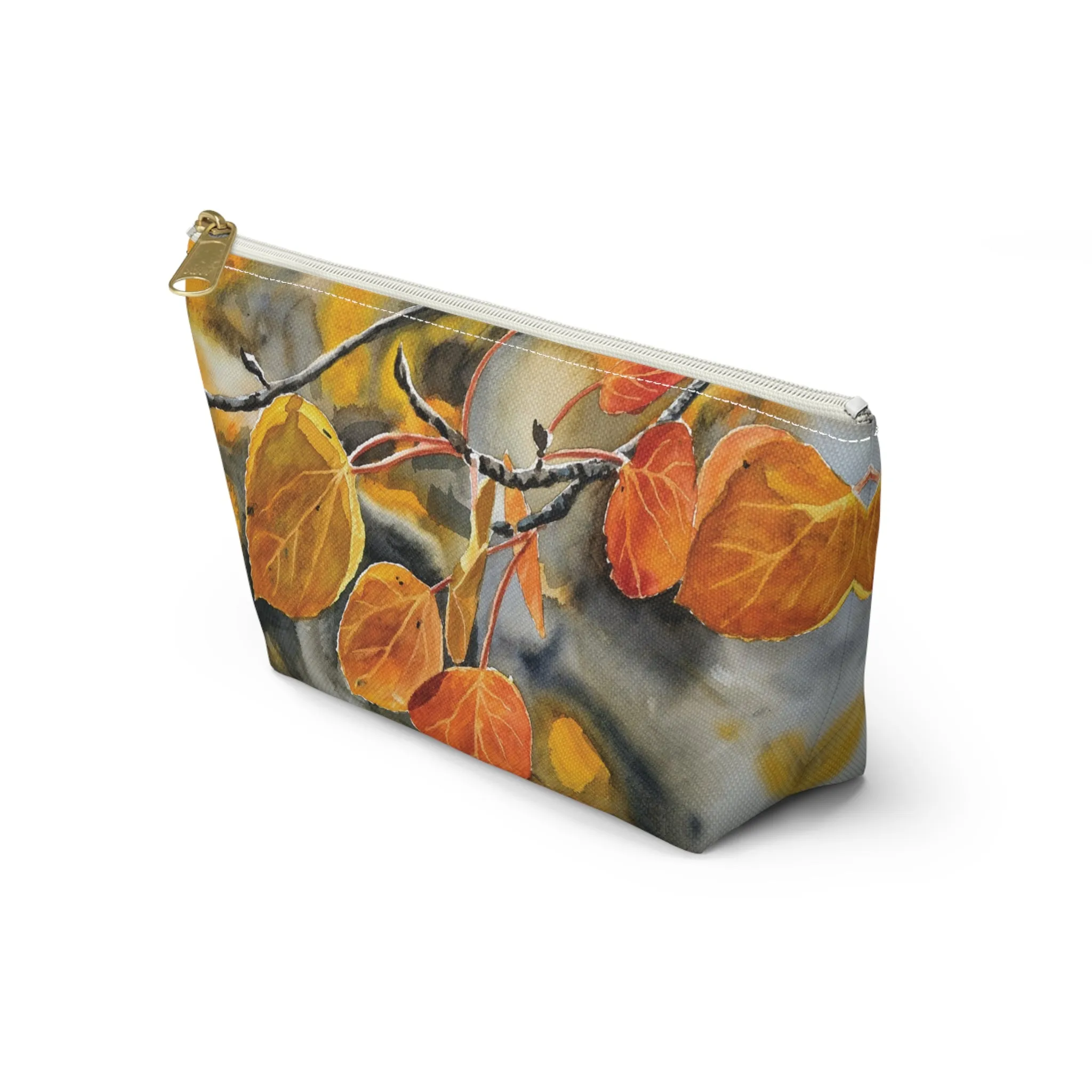 T-Bag Accessory Pouch - "October Orange" Aspens Watercolor Painting