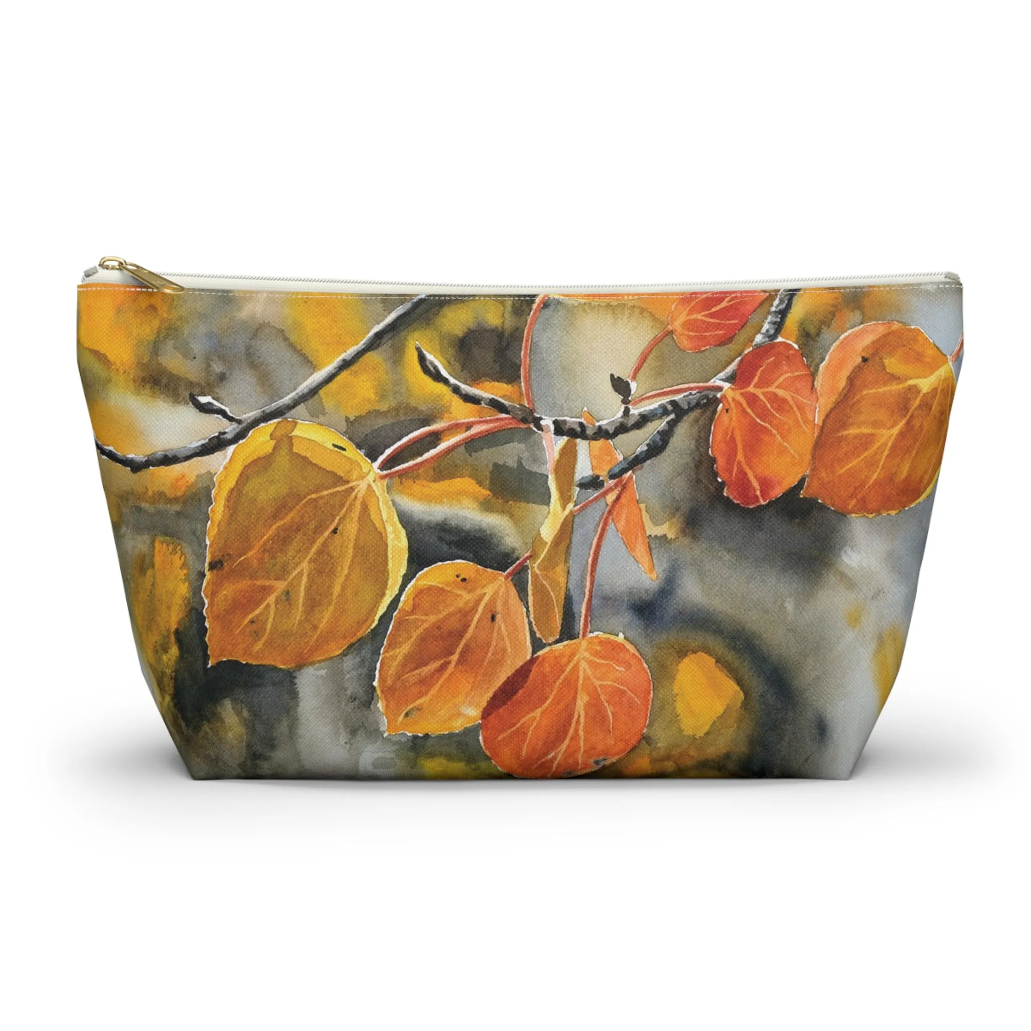 T-Bag Accessory Pouch - "October Orange" Aspens Watercolor Painting