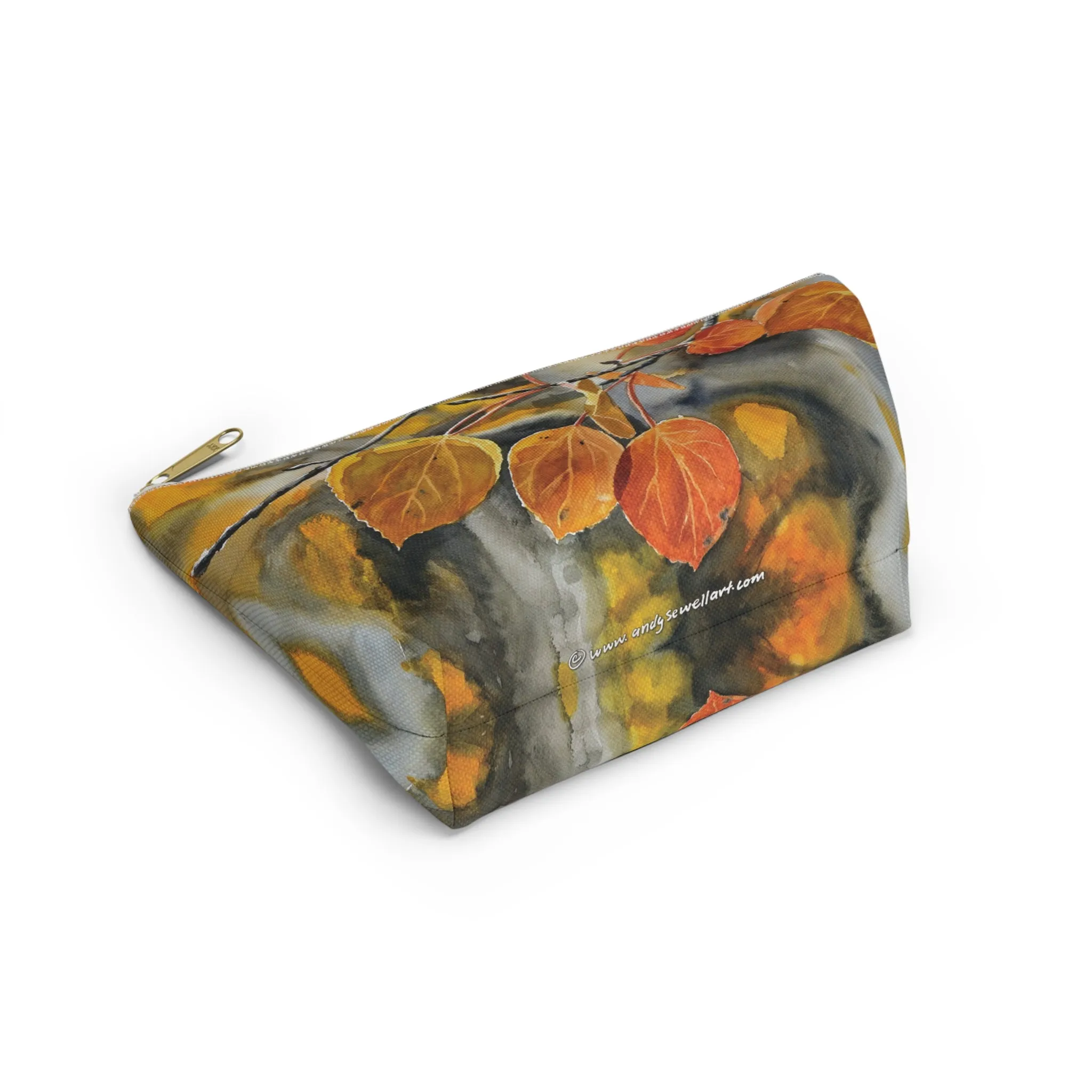 T-Bag Accessory Pouch - "October Orange" Aspens Watercolor Painting